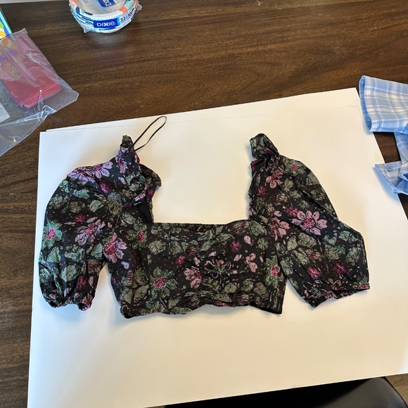 Zara floral puff sleeve crop top - Picture 3 of 6